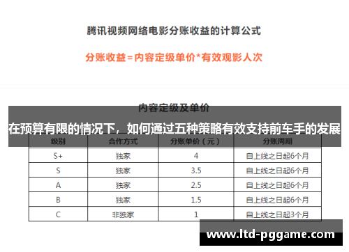 在预算有限的情况下，如何通过五种策略有效支持前车手的发展